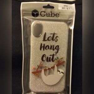 I phone XL / 6.1 Glitter Silver Phone Case - Let's Hang Out Sloath Bear New